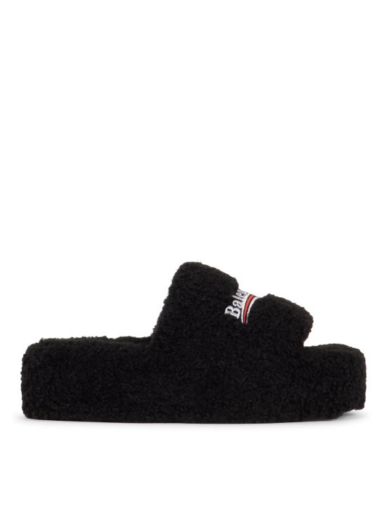 26FW 발렌시아가 퍼리 플랫폼 슬라이더 762826 W14C21096 BLACK WHITE RED