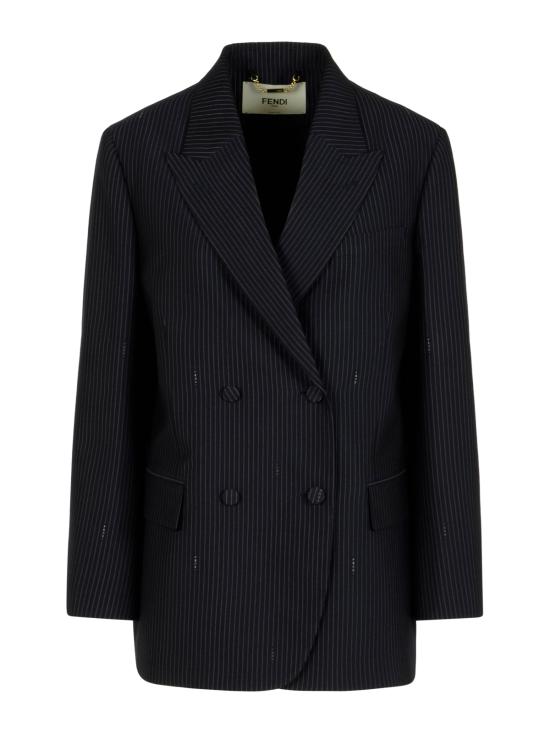 26SS 펜디 핀스트라이프 울 블레이저 FJ7685 AW7IF0QG3 BLU NAVY
