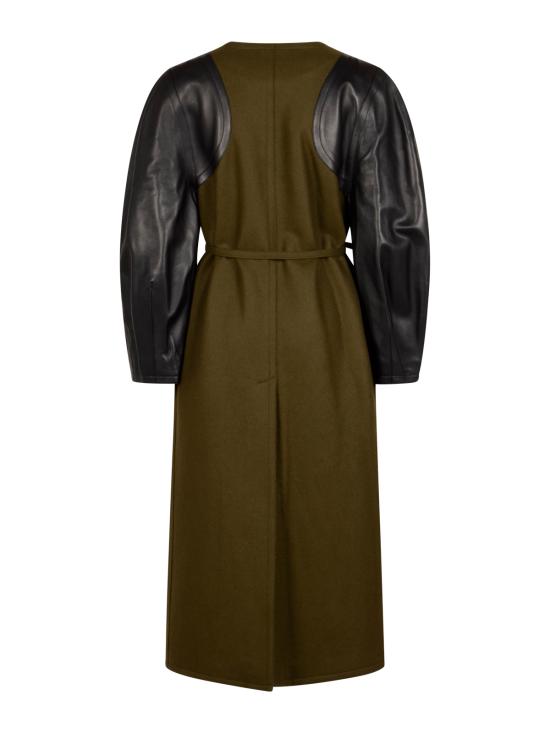 25FW 펜디 울 가죽 코트 FF6150 AJ0KF1T6G OLIVE 25 - FENDI