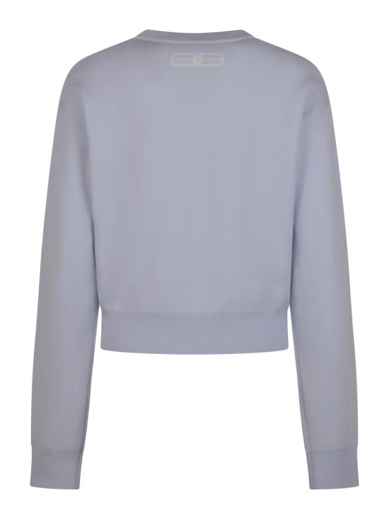 25FW 발렌시아가 로고 인타르시아 스웨터 850046 T17609076 LIGHT BLUE LATTE - BALENCIAGA