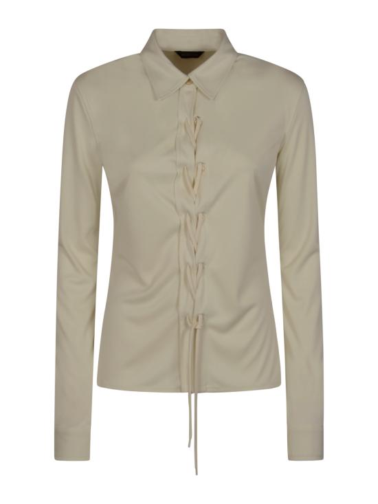 25FW 발렌시아가 레이스업 셔츠 850784 TMV271975 CHAMPAGNE BEIGE