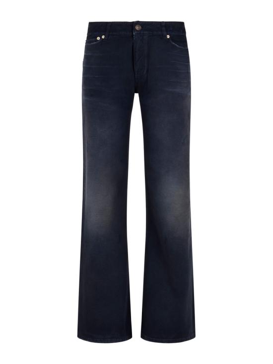 26SS 발렌시아가 커브드 Waist 팬츠 848019 TTW648074 NAVY DIRTY DARK BLUE - BALENCIAGA
