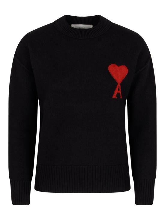 26FW 아미 빅 하트 울 크루넥 스웨터 UKS838 018009 NOIR ROUGE