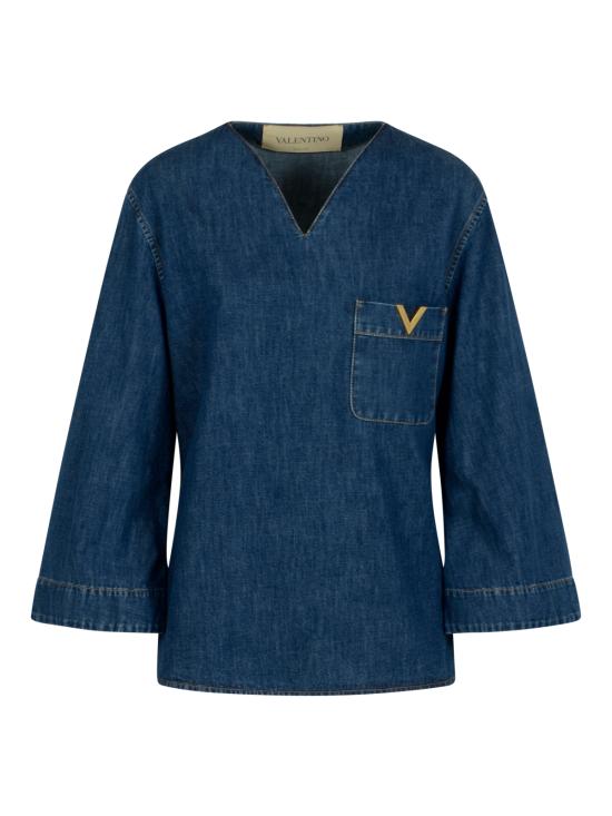 26SS 발렌티노 가라바니 데님 셔츠 8B3DB03L9YA 558 MEDIUM BLUE DENIM - VALENTINO GARAVANI