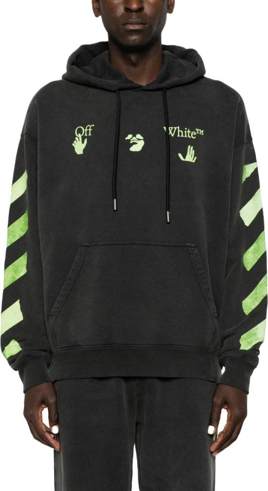 26FW 오프화이트 후드 티셔츠 OMBB085F26FLE00T00 BLACK - OFF WHITE
