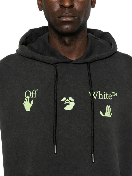 26FW 오프화이트 후드 티셔츠 OMBB085F26FLE00T00 BLACK - OFF WHITE