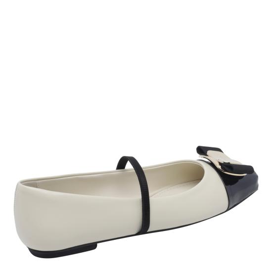 26FW 살바토레 페라가모 플랫 슈즈 777437 01J183MASCARPONE NERO WHITE - SALVATORE FERRAGAMO