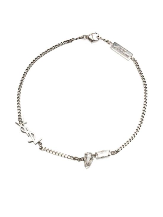 26FW 생로랑 오피움 참 브레이슬릿 메탈 앤 라인스톤 692489 Y15268368 SILVER