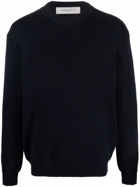26FW 골든구스 로고 코튼 라운드넥 스웨터 GMP00841 P00066250486 NAVY