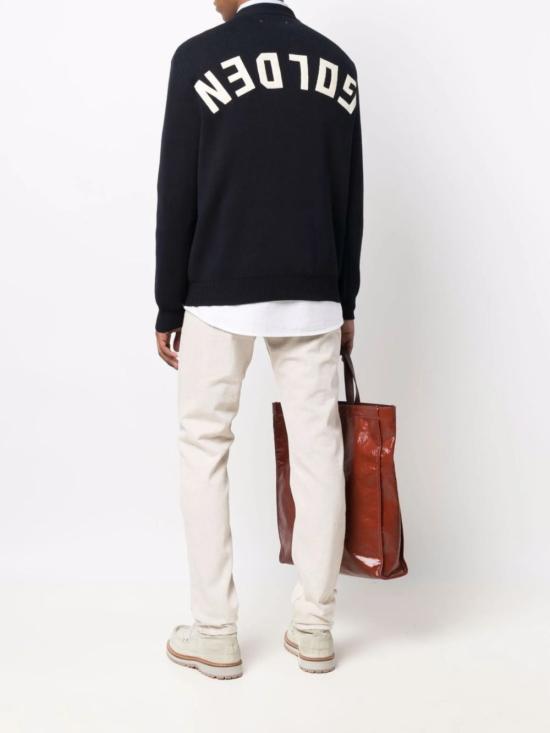 26FW 골든구스 로고 코튼 라운드넥 스웨터 GMP00841 P00066250486 NAVY - GOLDEN GOOSE