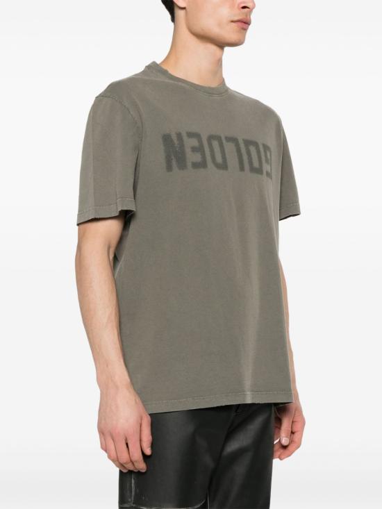 26FW 골든구스 골든 로고 프린트 반팔 티셔츠 GMP01220 P00067135479 GREEN - GOLDEN GOOSE