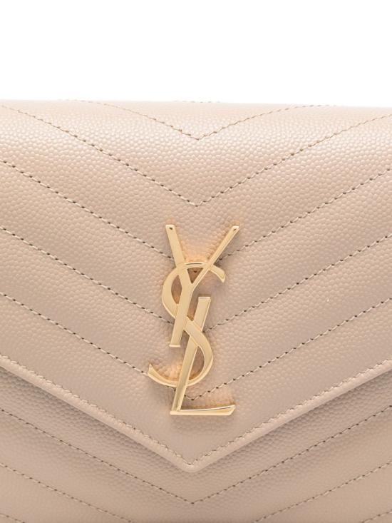 26FW 생로랑 그랑 드 뿌드르 레더 카산드라 엔벨로프 체인 지갑 857605 BOW012721 BEIGE - SAINT LAURENT