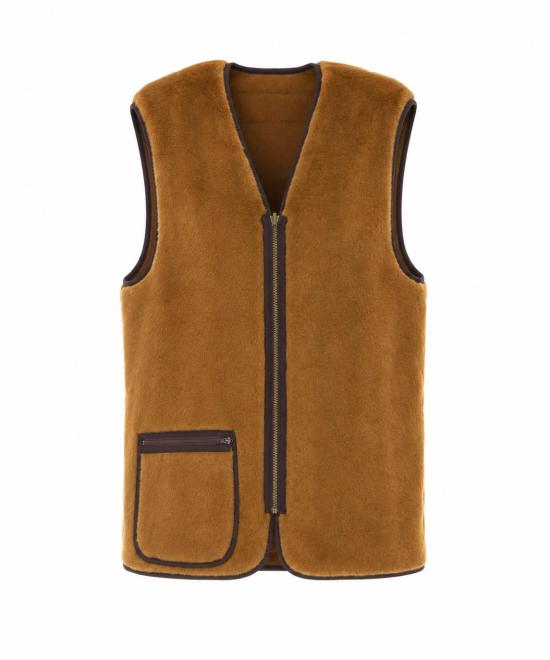 26FW 바버 웜 파일 웨이스트코트 집 인 라이너 MLI0004 BR31 Brown