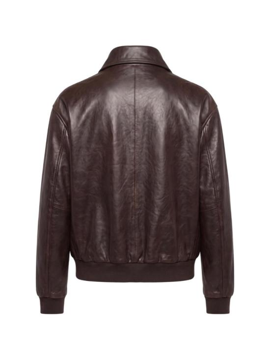 26FW 프라다 로고 나파 레더 봄버 자켓 로고 나파 레더 봄버 자켓 58A30316ILS OOOF0003 Brown - PRADA