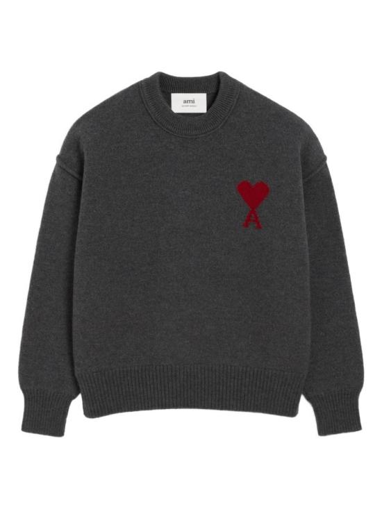 26FW 아미 빅 하트 울 크루넥 스웨터 UKS838 018 084 Grey