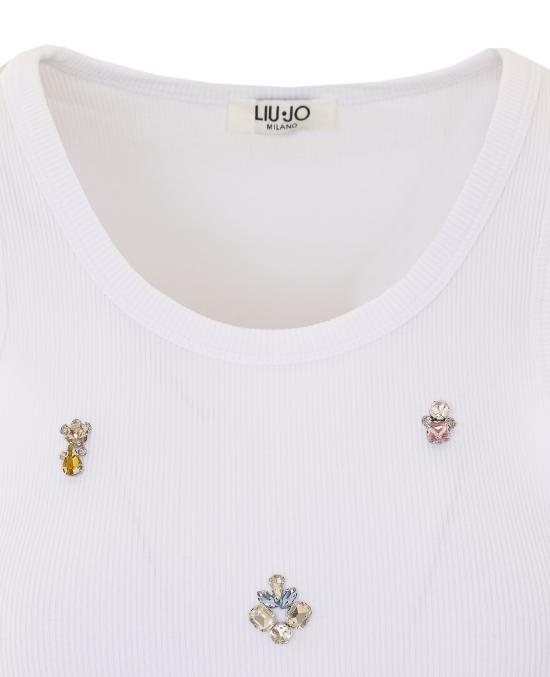 26FW 리우조 민소매 티셔츠 WF6408J4822 L9373 White - LIU JO