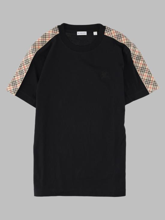 26SS 버버리 체크 트리밍 코튼 티셔츠 8106248 A1189 BLACK
