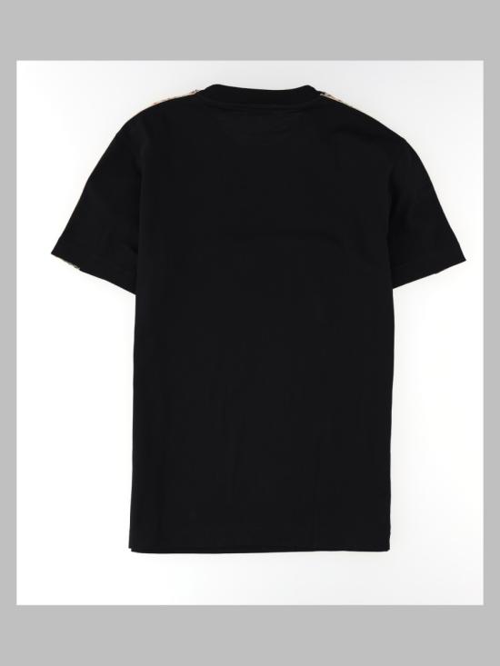 26SS 버버리 체크 트리밍 코튼 티셔츠 8106248 A1189 BLACK - BURBERRY
