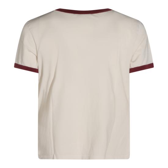 26FW 아크네 스튜디오 반팔 티셔츠 BL0442 CM7 OFF WHITE BURGUNDY - ACNE STUDIOS