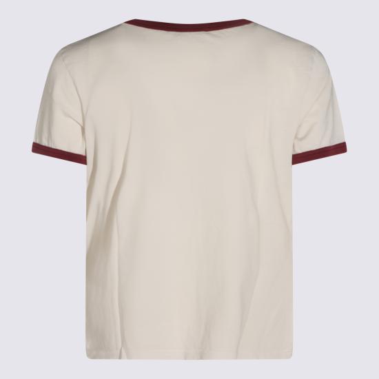 26FW 아크네 스튜디오 반팔 티셔츠 BL0442 CM7 OFF WHITE BURGUNDY - ACNE STUDIOS