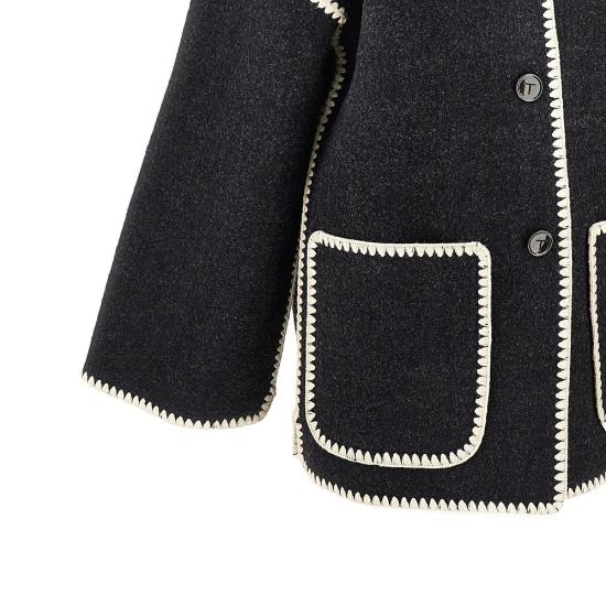 26FW 토템 자수 스카프 자켓 244 WRO918 FB0292 Grey - TOTEME