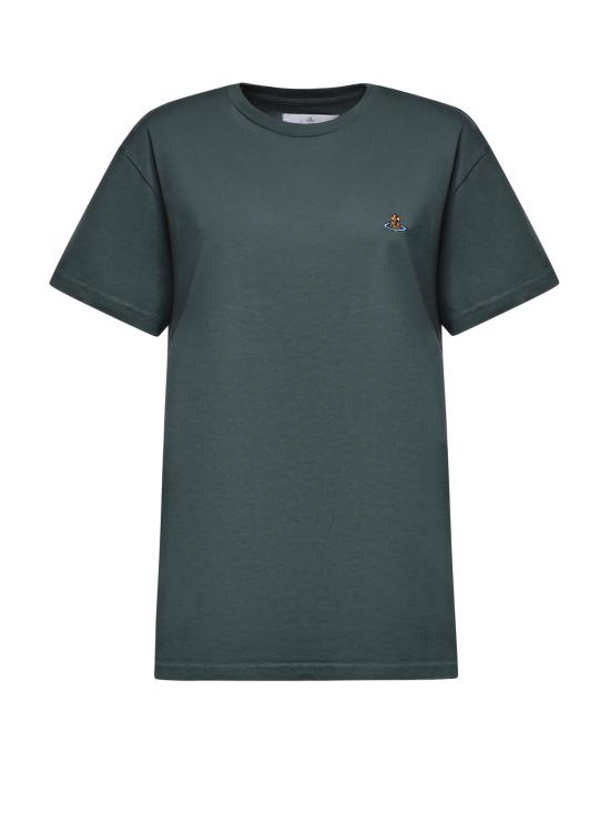 26FW 비비안웨스트우드 가먼트 다이드 로고 저지 반팔 티셔츠 3G010013 J00BLM411 Woodland