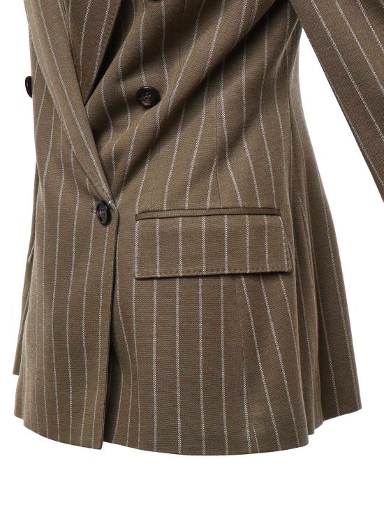 26FW 막스마라 핀스트라이프 버진 울 블레이저 자켓 2621916051600 001 KHAKI GREEN - MAX MARA
