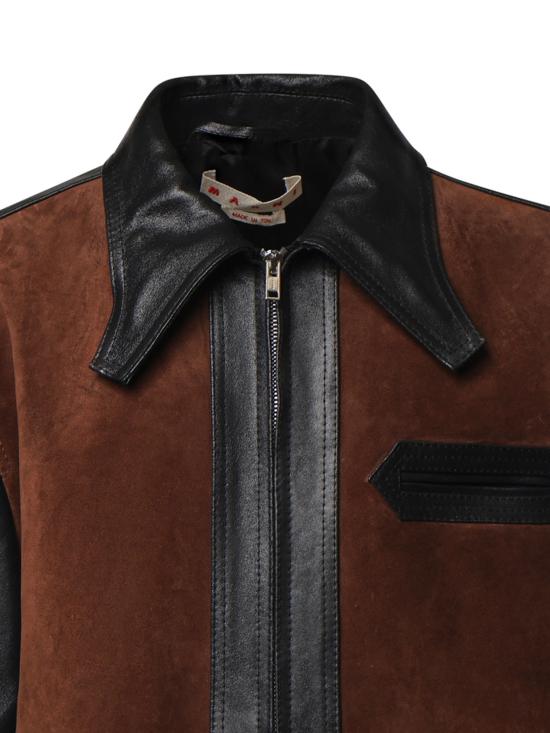 26FW 마르니 가죽 자켓 JUMY0216QU ULV89300N99 Black brown - MARNI