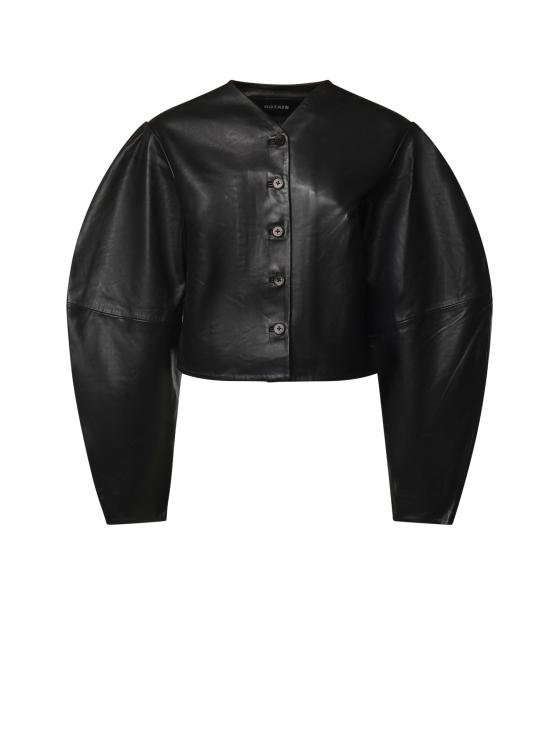 26FW 로테이트 가죽 자켓 116172 100 BLACK