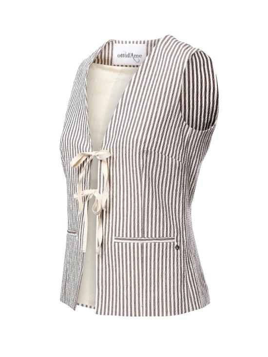 26SS 오또다메 민소매 티셔츠 DT9274 CIOCCOLATA BROWN OFF WHITE - OTTOD'AME