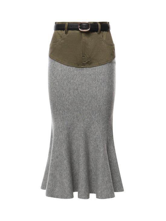 26FW 셀프 포트레이트 롱 스커트 AW26108MSK GR GREY