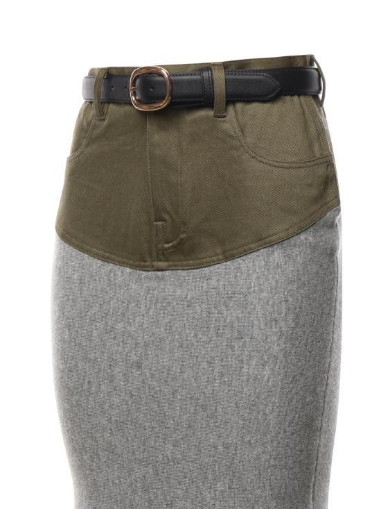 26FW 셀프 포트레이트 롱 스커트 AW26108MSK GR GREY - SELF PORTRAIT