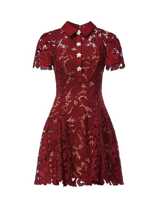 26FW 셀프 포트레이트 숏 원피스 PF26111SA BU BURGUNDY