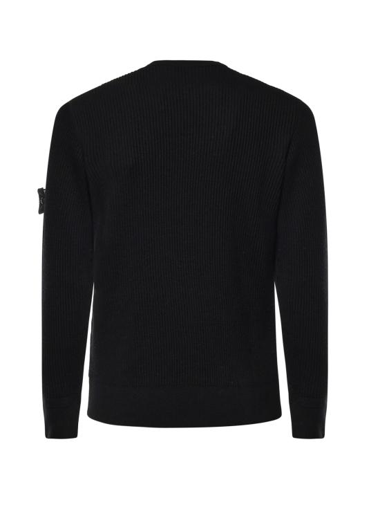 26FW 스톤 아일랜드 리브드 니트 로고 패치 스웨터 L2S155100053 S00C2V0029 BLACK - STONE ISLAND