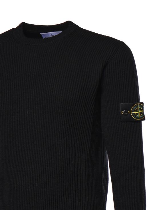 26FW 스톤 아일랜드 리브드 니트 로고 패치 스웨터 L2S155100053 S00C2V0029 BLACK - STONE ISLAND