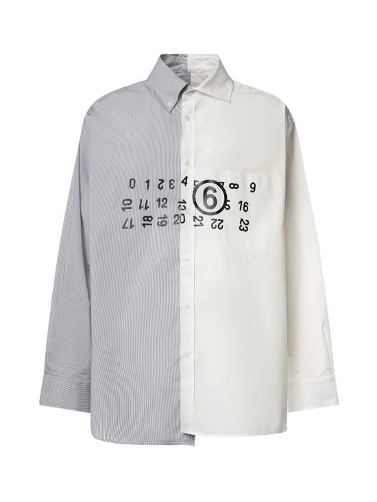 26FW MM6 메종마르지엘라 긴팔 셔츠 SH0DT0057 MTN183961 OFF WHITE GREY