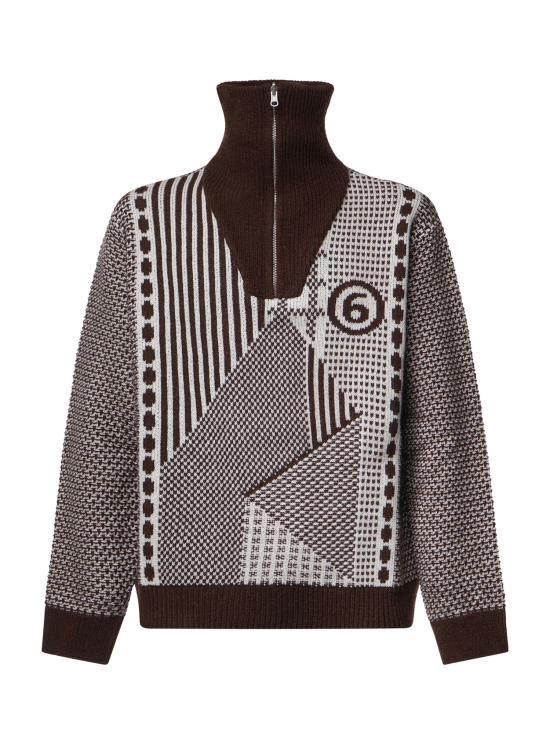 26FW MM6 메종마르지엘라 폴로 티셔츠 SH2GL0015 M13354001J Brown off white - MM6 MAISON MARGIELA