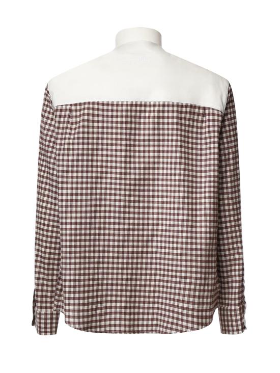 26FW MM6 메종마르지엘라 긴팔 셔츠 SH0DT0047 M36011001F BROWN OFF WHITE - MM6 MAISON MARGIELA