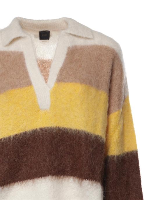 26FW 핑코 폴로 티셔츠 107860 A3P0ZLF MULTICOLOR WHITE BROWN YELLOW - PINKO