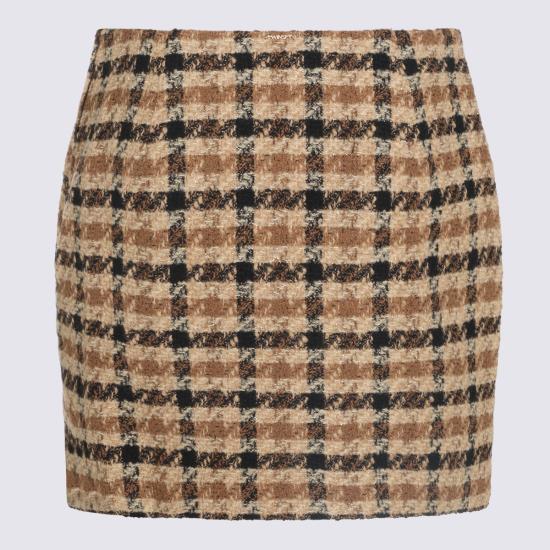 26FW 트윈셋 숏 스커트 262TT2351 S1295814021 BOUCLE CHECK BROWN - TWINSET