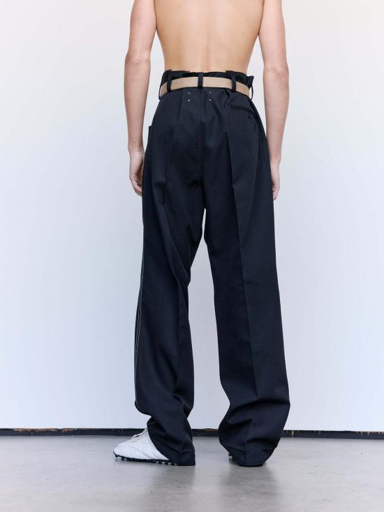  마르지엘라 스트레이트 팬츠 메종  울 소재 콘트라스트 벨트 팬츠 - MAISON MARGIELA