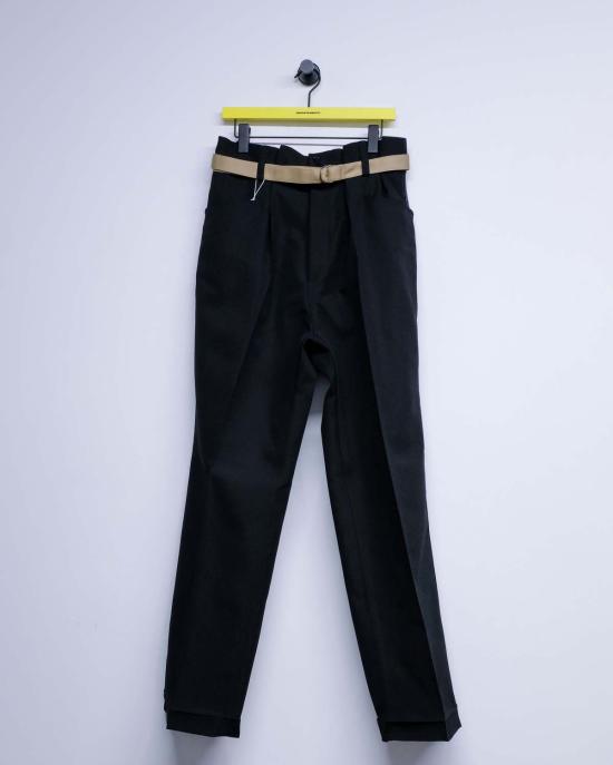  마르지엘라 스트레이트 팬츠 메종  울 소재 콘트라스트 벨트 팬츠 - MAISON MARGIELA