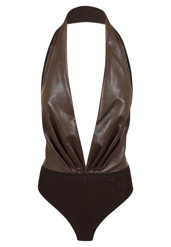 26FW 안다마네 바디수트 티셔츠 T200763A TNP152 641 DARK BROWN