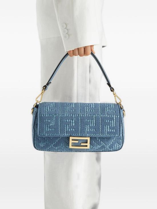 26FW 펜디 미디엄 위빙 라피아 바게트 백 8BR600 AY6GF1X82 BLU - FENDI