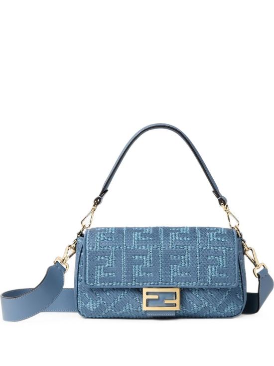 26FW 펜디 미디엄 위빙 라피아 바게트 백 8BR600 AY6GF1X82 BLU