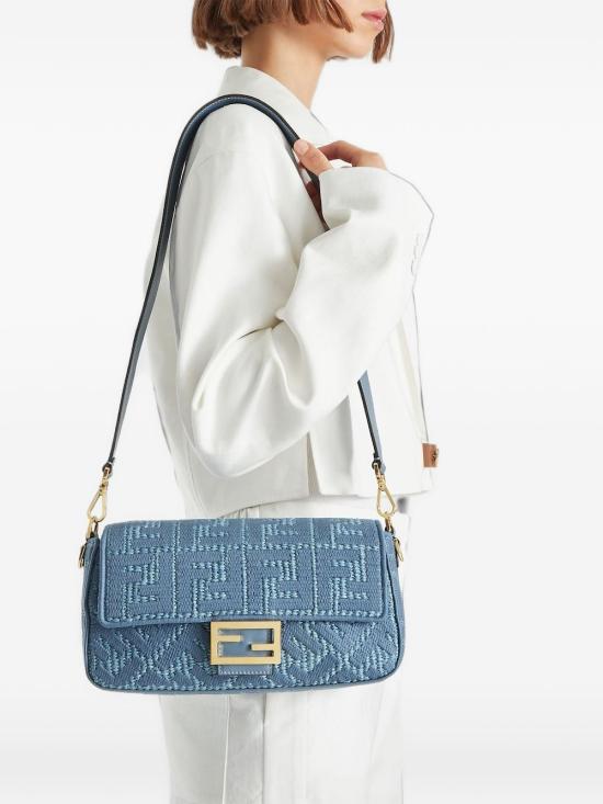 26FW 펜디 미디엄 위빙 라피아 바게트 백 8BR600 AY6GF1X82 BLU - FENDI