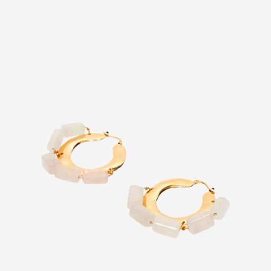 질샌더 이어링 질 샌더 황동 귀걸이 (스톤 장식, 핑크) - JIL SANDER