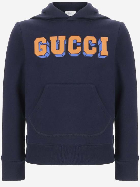  [키즈] 구찌 풀오버 로고 코튼 스웨트셔츠 네이비 - GUCCI