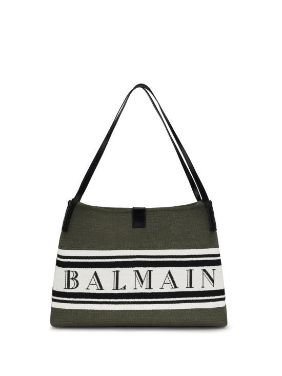  발망 토트백 릴리즈 캔버스 가죽  다크 올리브/블랙/화이트 - BALMAIN