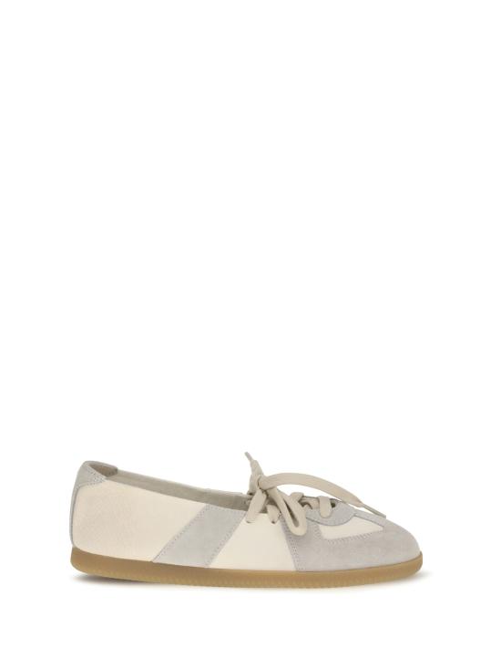  마르지엘라 플랫 슈즈 메종  레이스업 발레리나 플랫 블리치드 샌드 - MAISON MARGIELA
